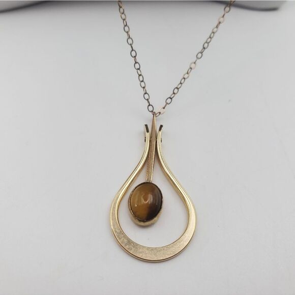 Tigers eye gold filled pendulum necklace N1118 - Picture 4 of 4